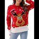 thumbnail image 3 of Suéter de Punto de Larga con Cuello Redondo para Mujer, Suéter Informal Grueso para Otoño e Invierno Rojo XL, 3 of 9