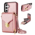 thumbnail image 1 of Nalacover Wallet Case for Samsung Galaxy A14 5G,with Removable Adjustable Shoulder Strap,PU Leather Back Zipper Pocket Card Holder Stand Purse Shockproof Phone Case for Women Men,Rosegold, 1 of 13