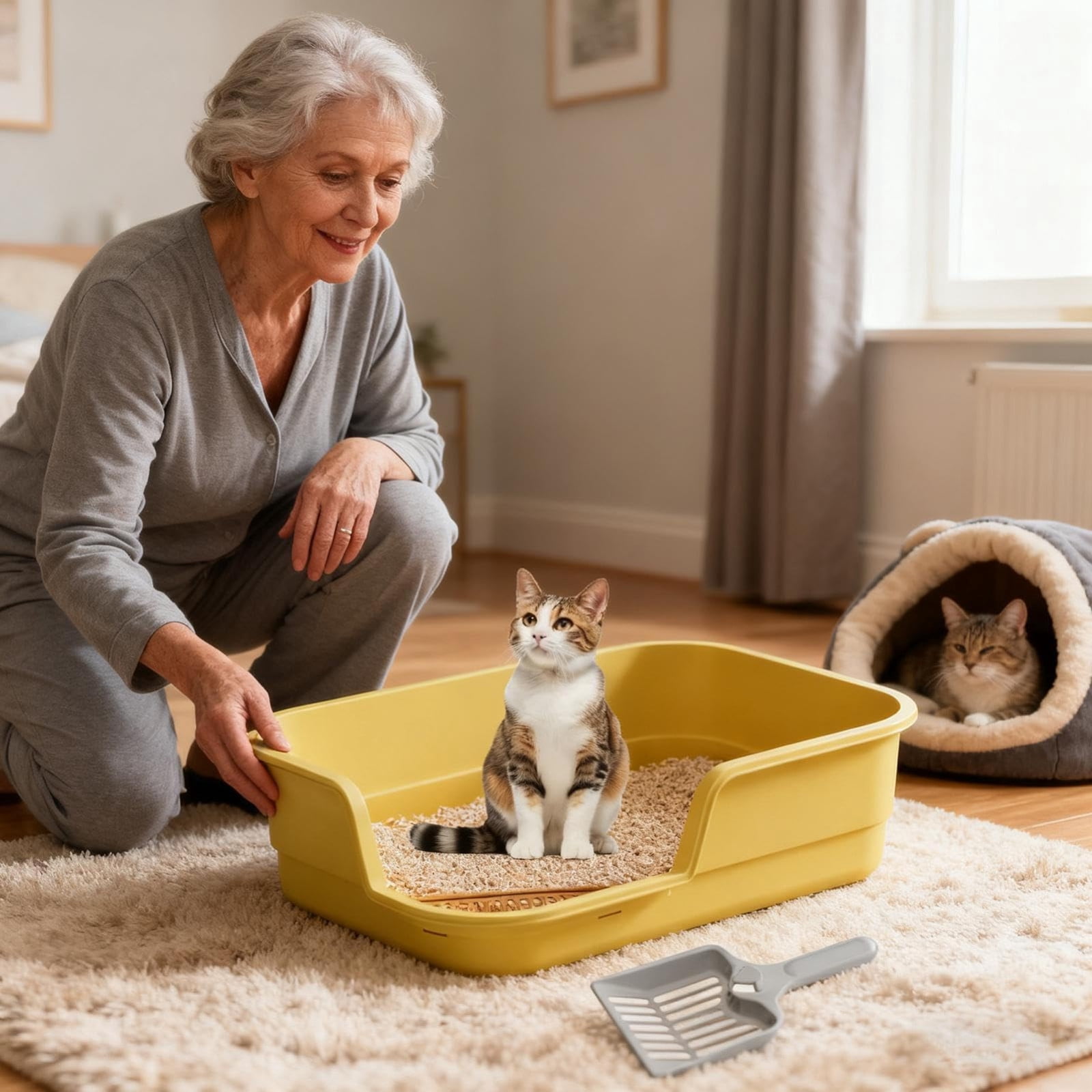 Extra Large Semi Enclosed Cat Litter Box High Sides Low Entry Open Top Kitty Toilet Splash Control for Senior Cats Kittens Multi Cat Home Apartment Senior Cats Multi Cat Clean Home Litter Control