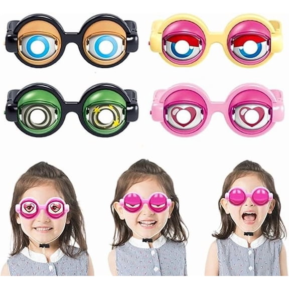 Winking Glasses, Blink & Wink Novelty Blinking Glasses, Crazy Eye Glass Funny Sunglasses for Adults (4pcs)