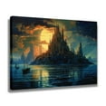 thumbnail image 2 of Un misterioso castillo se encuentra en una enorme isla rocosa, póster de lienzo, decoración de dormitorio, paisaje deportivo, decoración de oficina, regalo, estilo marco, 20 x 30 cm, 2 of 8
