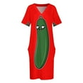 thumbnail image 4 of Vestido suelto de bolsillo vegano de calabacín, pepino y verduras, vestidos de cumpleaños para mujer, vestidos de noche para mujer, vestido para mujer, 4 of 7