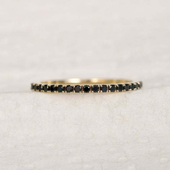 Black Onyx Haaf Eternity Ring. 925 Sterling Silver Ring.Daily wear Jewelery, Gift For Her