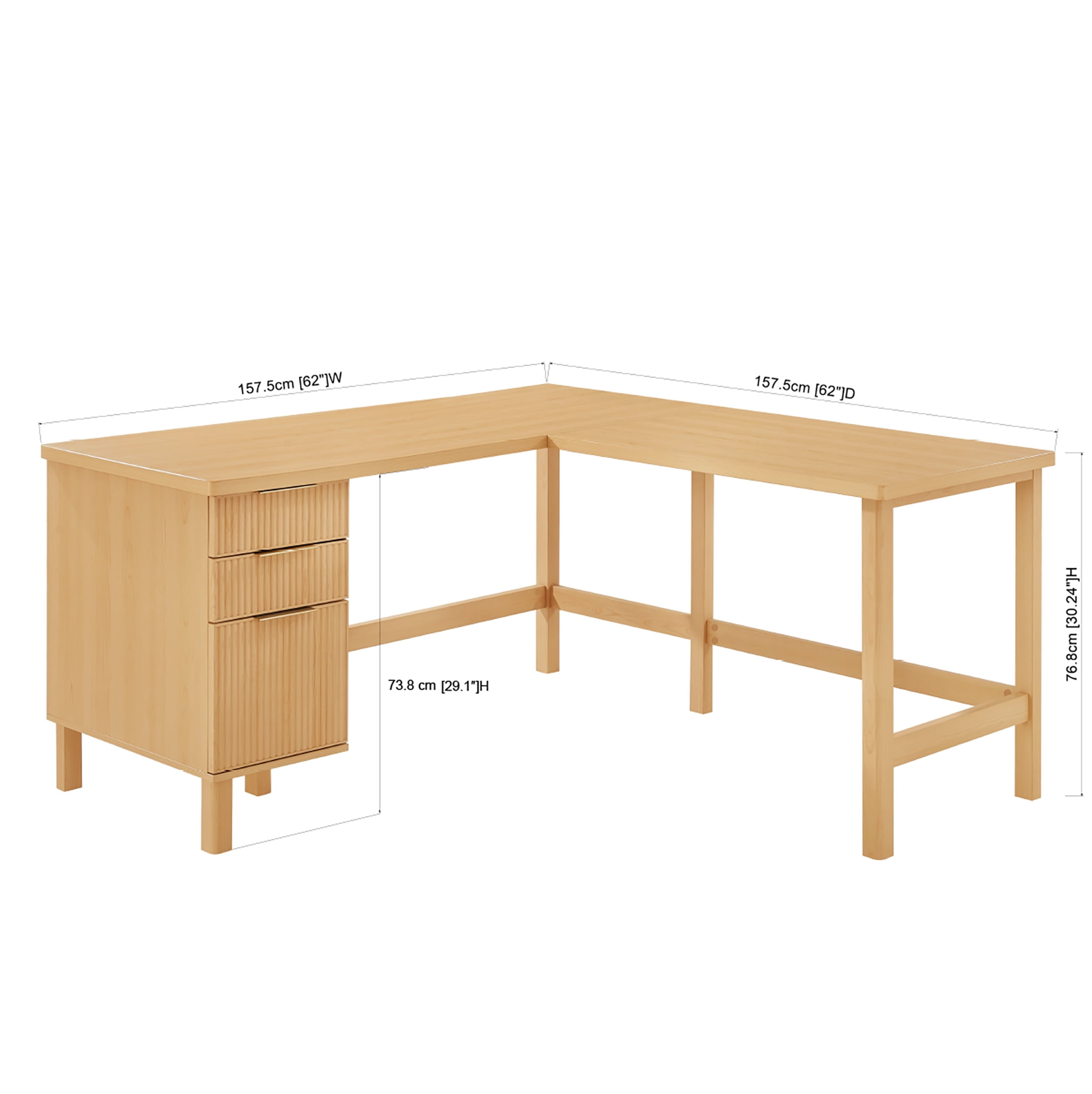 Better Homes & Gardens Lillian Fluted L-Shape Desk, Natural Better Homes & Gardens Lillian Fluted L-Shape Desk, Natural