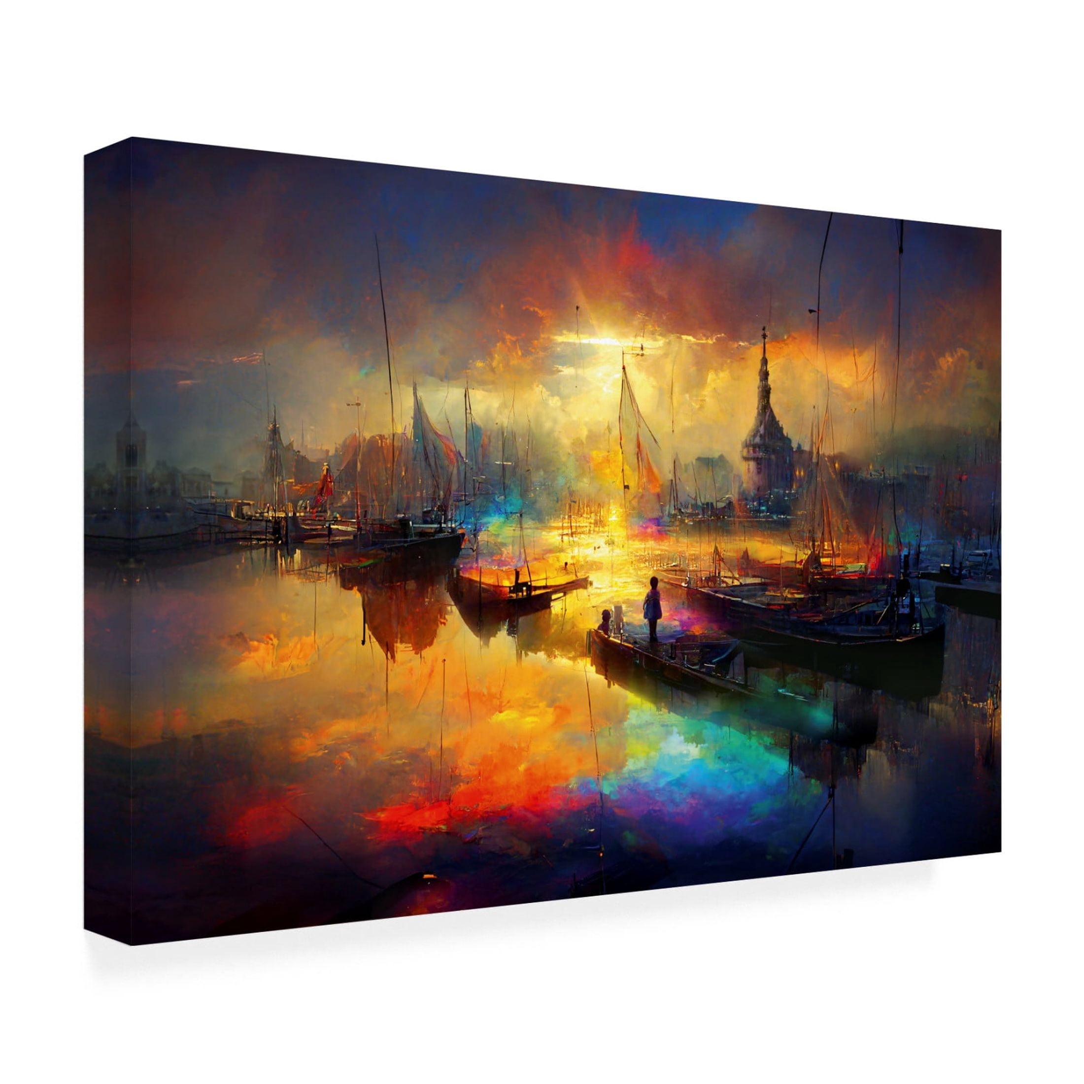 Canvas Wall Art - Ray Heere 'Dutch Cityview Harbour Of Hoorn 2' Wall Art for Living Room, Bedroom, or Office Décor by Trademark Fine Art - 19 x 12 Inches