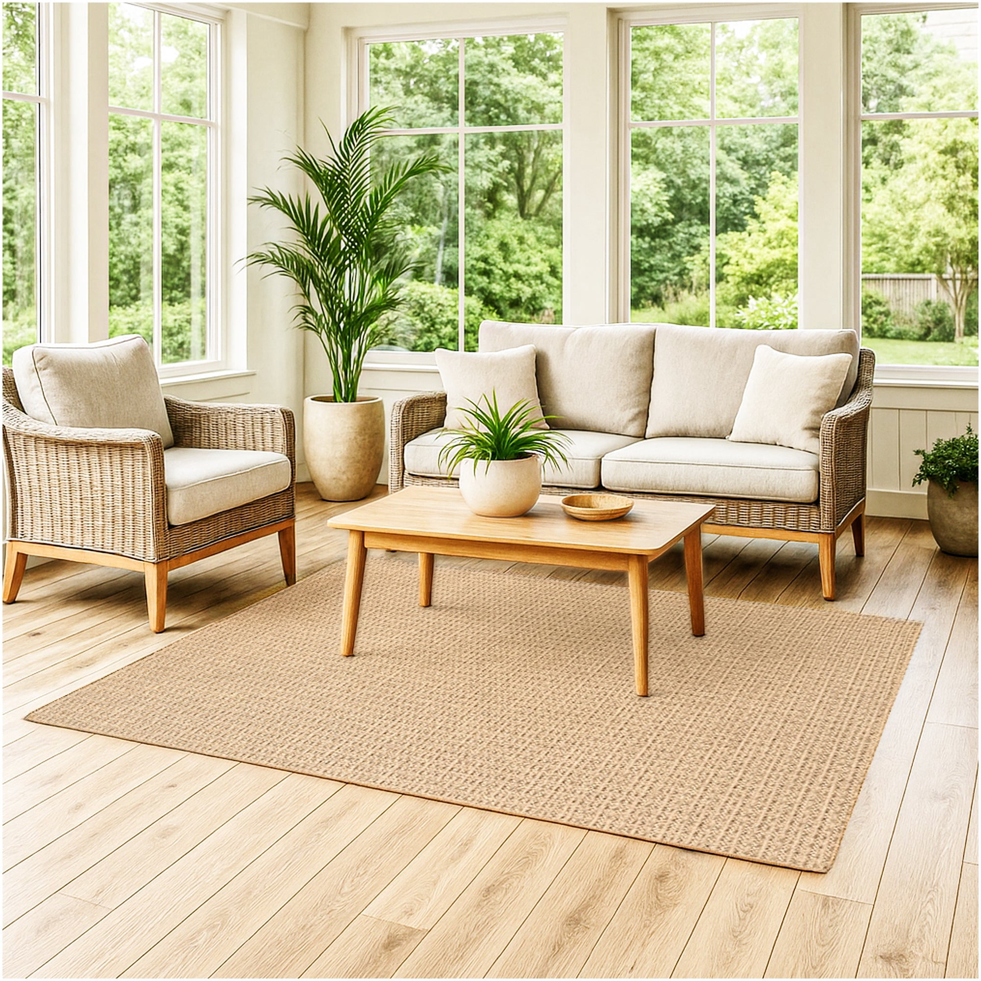 2'x3' Soft and Durable Interlace Indoor - Outdoor Area Rugs Lightweight and Flexible for Easy Cleaning and Transport (Color: Chestnut)