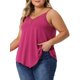 thumbnail image 4 of Camiseta sin mangas de encaje en la parte delantera para mujeres de talla grande, con escote en V y tirantes finos, 1X Fucsia, 4 of 6