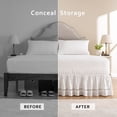 thumbnail image 3 of Wrap Around Ruffled Lace Bed Skirt with Elastic Dust Ruffle and Adjustable Belts, Easy to Use Bed Frame Cover, Machine Washable, King/Queen Size, White Wavy Design, 3 of 6