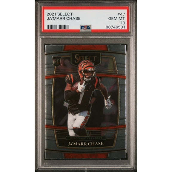 Graded 2021 Panini Select Ja'Marr Chase #47 Rookie RC Football Card PSA 10 Gem Mint