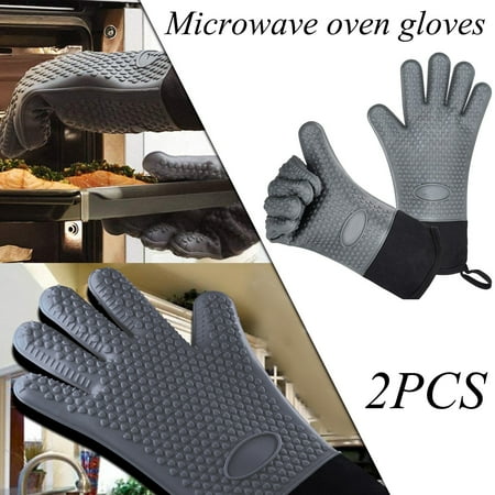 

Yeleire A Pair Of Microwave Oven Heat Insulation Non Slip Silicone Five Finger Gloves