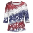thumbnail image 4 of Trendfront Womens Glitter Print T-Shirt Crewneck 3/4 Sleeve Summer Tops 4th of July Independence Day Shiny Casual Fashion Tee, 4 of 4