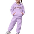 thumbnail image 7 of NIEWTR 6-7 Years Toddler Baby Kids Girls Clothes 2-Piece Outfit Set Fall Winter Round Neck Long Sleeve Casual Top and Joggers Pants Unisex Loungewear Set A136-Purple, 7 of 7