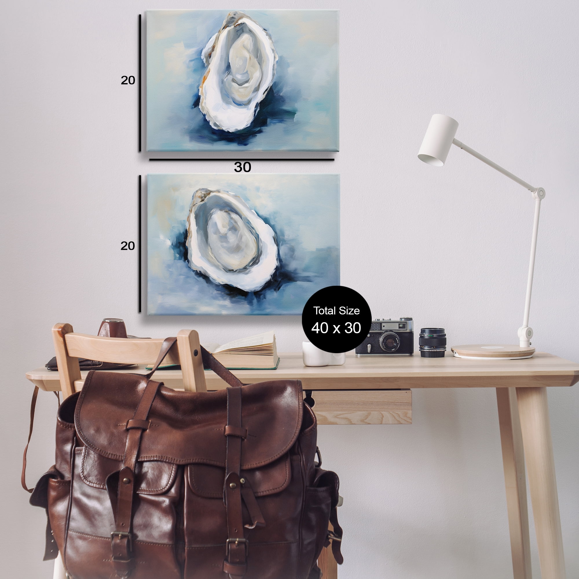 Stupell Industries Open Oyster Mollusk Shells Nautical & Beach Painting Wrapped Canvas Art Print Wall Art, 30 x 20, Set of 2