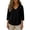 Black, variant on Womens 3/4 Sleeve Blouses V Neck Textured Gauze Shirts Casual Summer Plain Tops Navy 2XL