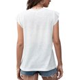 thumbnail image 2 of Defitshape Women's V Neck T Shirt Cotton Shirt Short Sleeve Summer Ruffle Soft Flutter Sleeve Tshirt White 4-6, 2 of 4