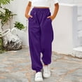 thumbnail image 2 of KAUOD Girls Thick Sweatpants Straight High Waist Baggy Joggers Pants Teen Kids Plain Warm Padded Trousers with Pockets, 2 of 6