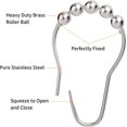 thumbnail image 5 of Juego de 12 anillos de ganchos para cortina de ducha de acero inoxidable, ganchos de ducha de níquel para revestimiento de cortina de ducha, anillos de ducha a prueba de óxido con bolas roda, 5 of 5