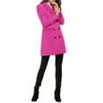thumbnail image 5 of INSPIRE CHIC Women's Winter Coat Notched Lapel Double Breasted Trench Coat XL Fuchsia, 5 of 8