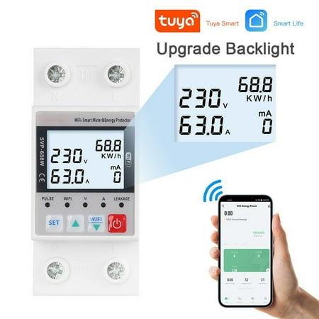 

Leke TUYA APP WiFi Smart Circuit Earth Leakage Over Under Voltage Protector Relay