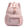 thumbnail image 2 of Mochila escolar con asa superior, correa acolchada, tejido y cremallera para adolescentes Rosa, 2 of 8