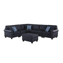 Devion Furniture Bozhanka Artificial Leather Modular Sectional With Ottoman