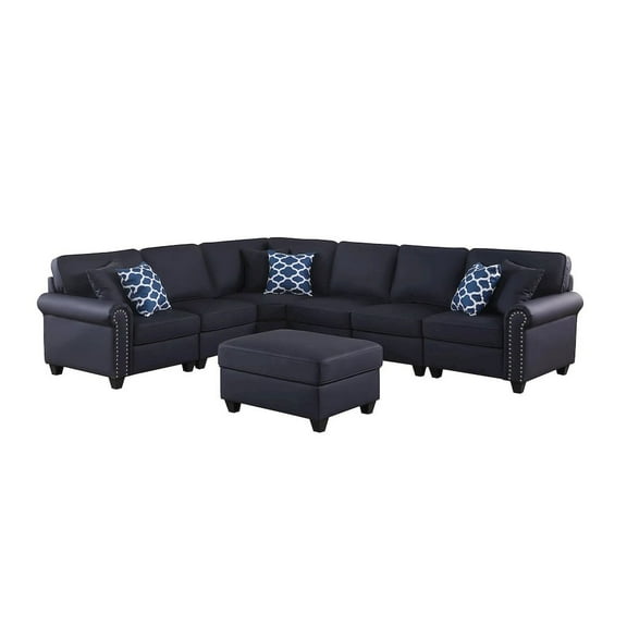 Devion Furniture Bozhanka Artificial Leather Modular Sectional With Ottoman