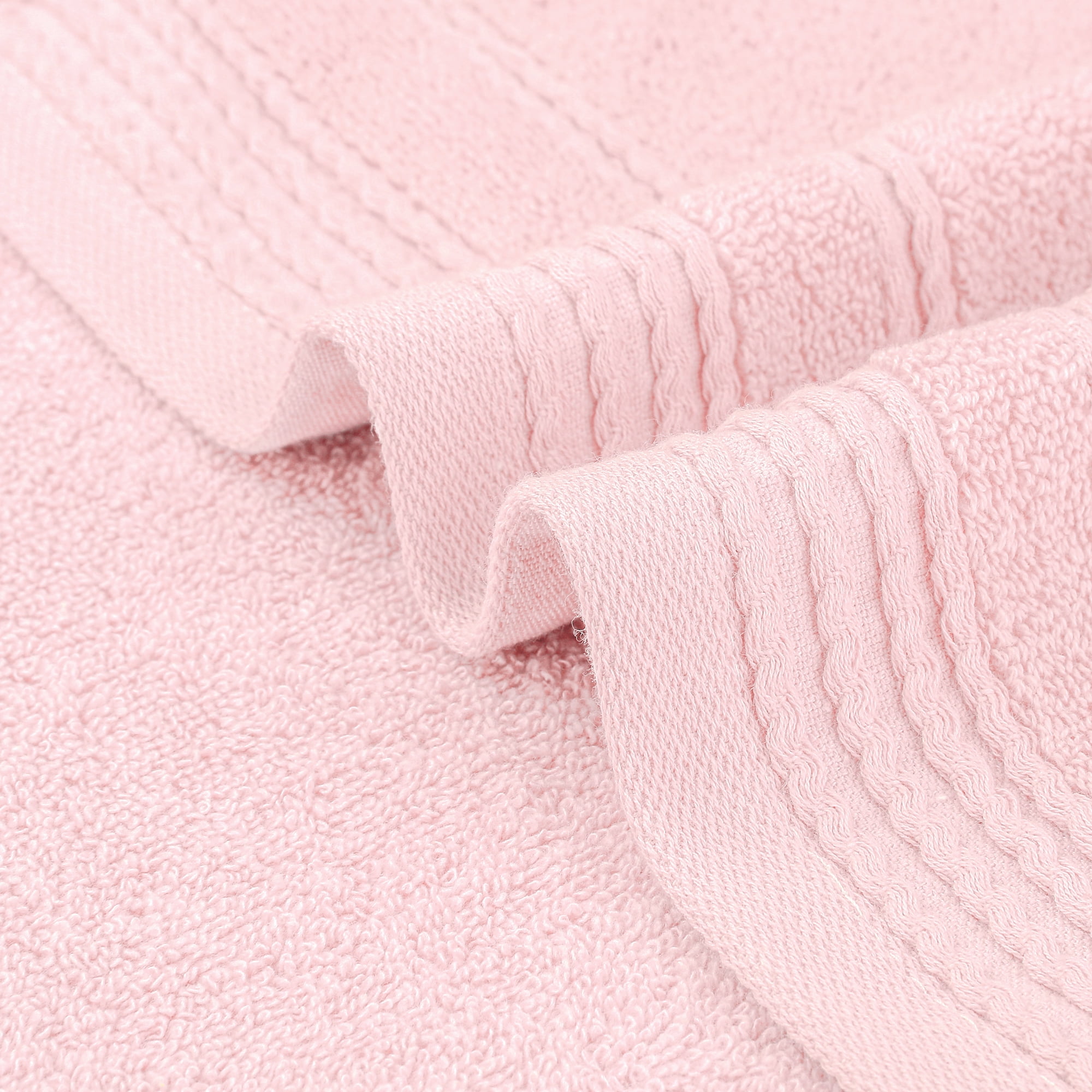 Unique Bargains 4 Pcs Striped Quick Drying Non-Linting Hand Towel Pink/Light Pink