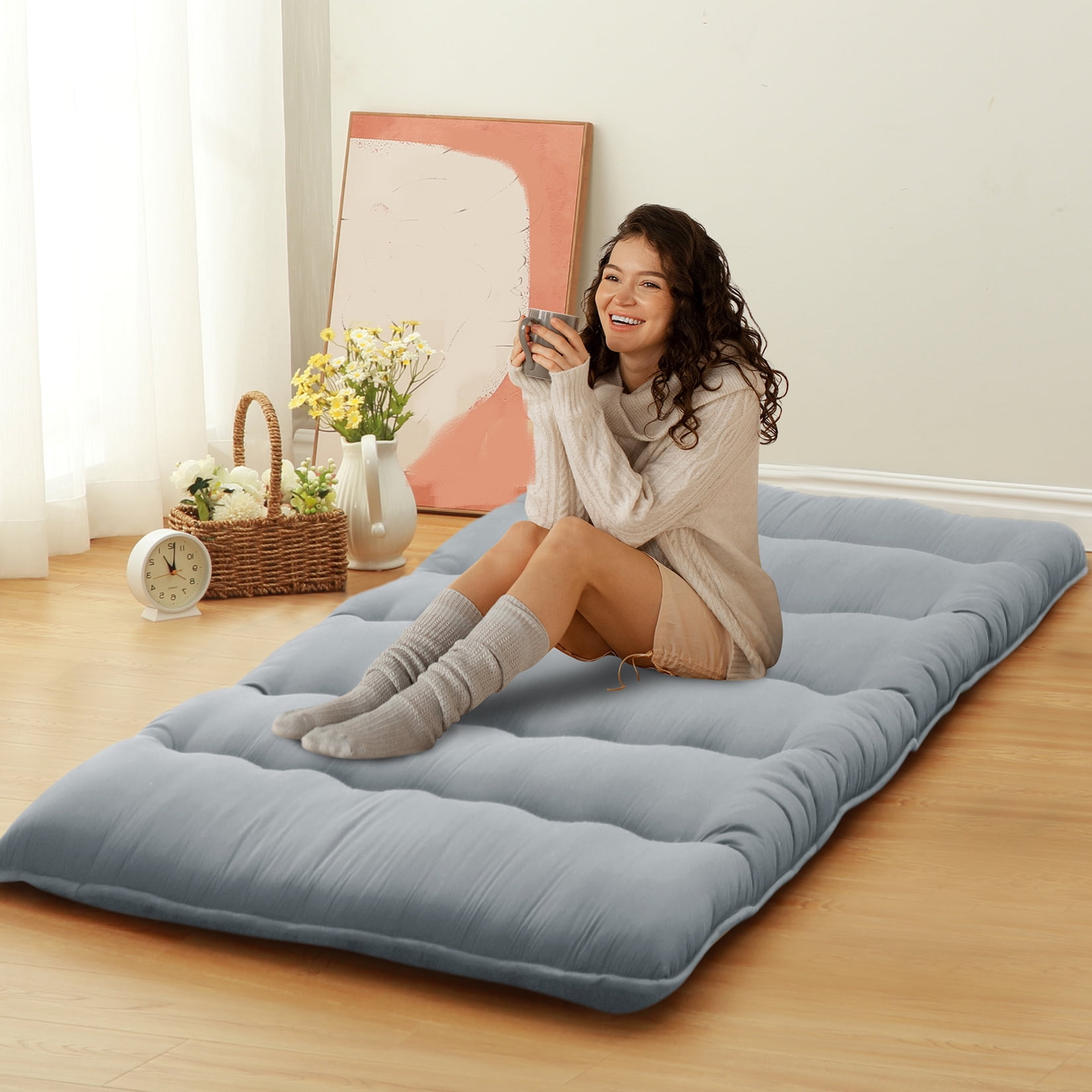 Japanese Floor Mattress Futon Mattress,3 '' Thicken Daybed Futon Roll