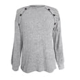 thumbnail image 4 of Crunowin Women's Knitted Sweater, Long Sleeve Cozy Comfort Loose Fit Solid Color Crew Neck Casual Pullover Tops Gray M, 4 of 4