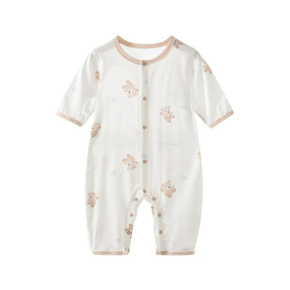 Bovxnpu Baby Girl Bodysuit, Infant Baby Cotton Bodysuits, Newborn Baby Summer Thin Quarter Sleeved Air-conditioned Suit Jumpsuit Climbing Suit Print Pajamas 10 Months