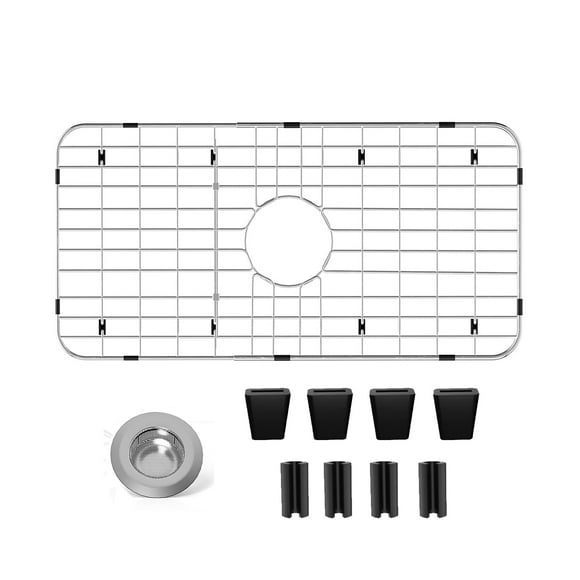 Protectores De Fregadero Para Fregadero De Cocina De 25-1/8"" X 12-7/8"" Protector De Fregadero De Acero Inoxidable Con Orificio De Drenaje Central Estante Para Fregadero Para La Parte Inferior Del Fr