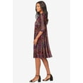thumbnail image 2 of Roaman's Women's Plus Size 3/4 Sleeve Boatneck Swing Dress, 2 of 3