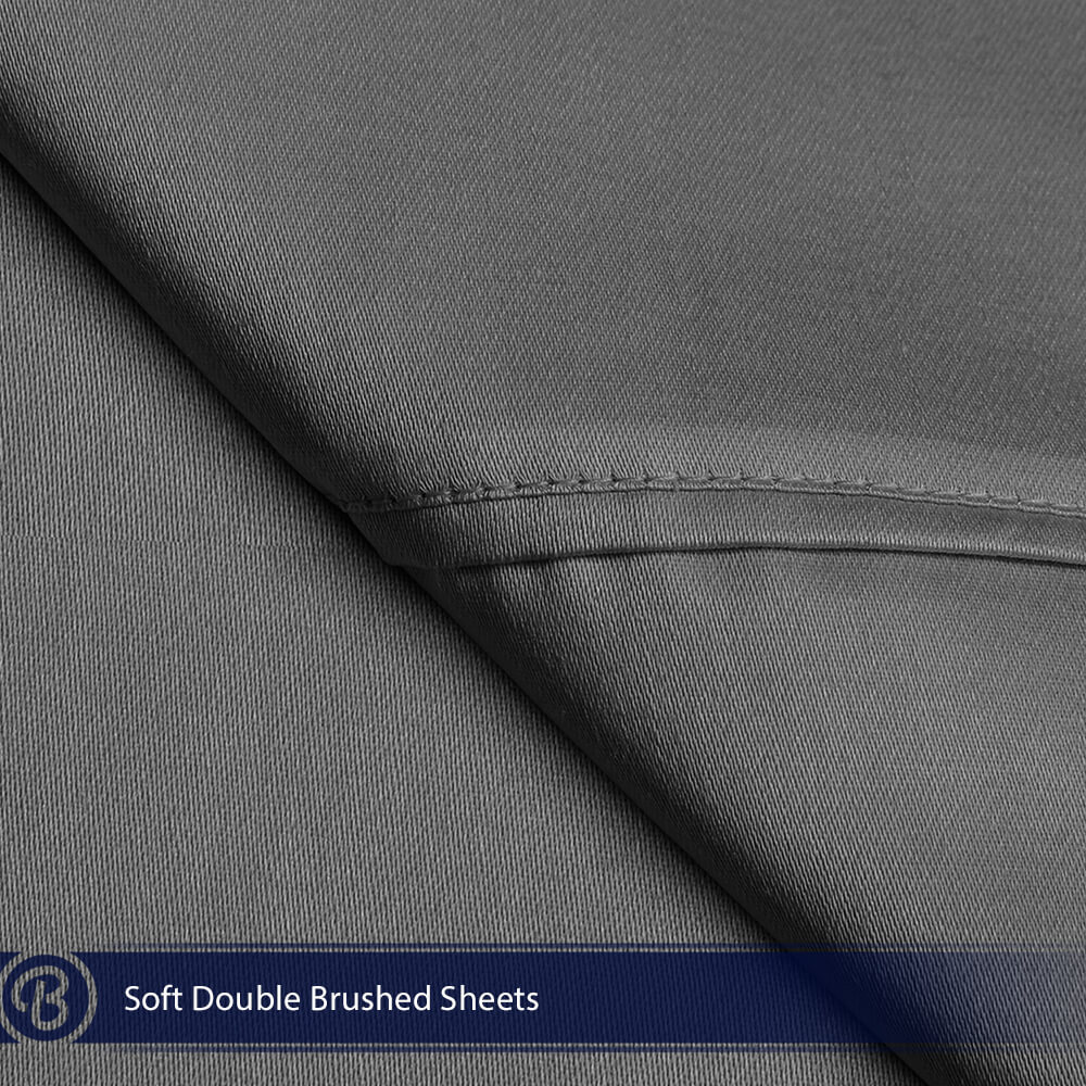 Bare Home Flat Top Sheet, Microfiber, Wrinkle Resistant, King, Gray, 1 Pack