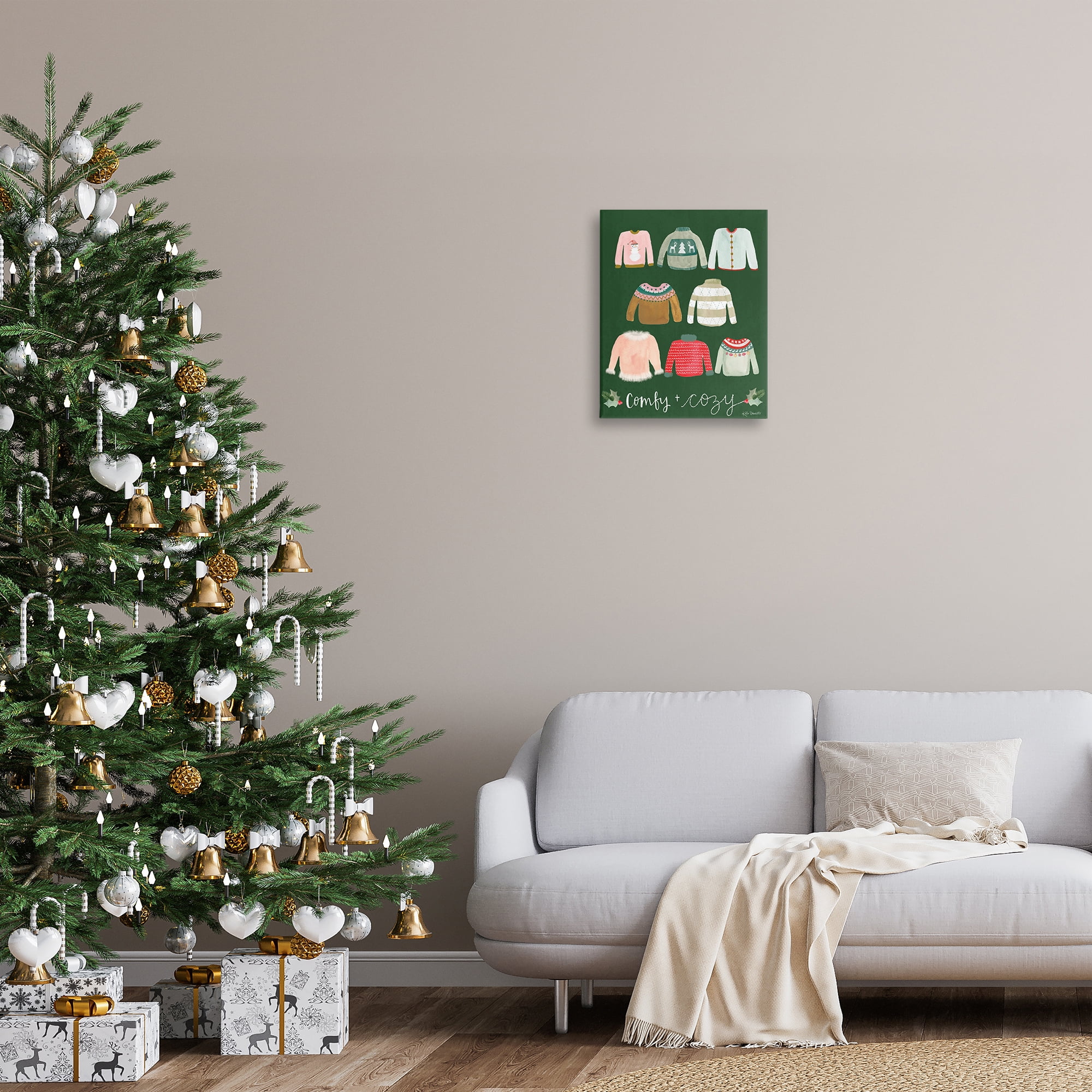 Stupell Industries Comfy & Cozy Sweaters Holiday Painting Gallery Wrapped Canvas Art Print Wall Art, 16 x 20