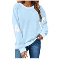 thumbnail image 1 of NMMUED Chandails d'Halloween pour Femmes, Hauts Brodés pour Femmes, Tenues d'Halloween pour Femmes, Hauts d'Automne pour Femmes 2025, Chandail à Col Rond d'Halloween, Chandails d'Automne pour Femmes, Bleu Pâle TG, 1 of 6