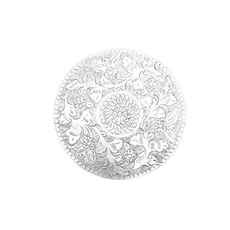 

diollo Handcrafted Beautiful Beaded Placemat Tablemat Decorative Placemat for Dining Table Grey Silver Metallic flower Round Measures Approx 15 x 15 x 0.25 Inches