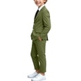 thumbnail image 4 of Odeerbi Mujeres Caballero Vestido Formal Traje Entallado Solapa Blazer Chaqueta + Traje Pantalones + Collar 3 Pcs Trajes de Boda Conjunto, 4 of 9