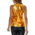 thumbnail image 3 of INSPIRE CHIC Women's Halloween Holographic Shiny Shirt Party Disco Metallic Tank Top for Women XS Orange, 3 of 6