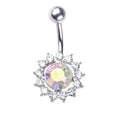thumbnail image 2 of jiaroswwei Floral Rhinestone Pendant Sexy Women Barbell Navel Ring Body Piercing Jewelry, 2 of 6