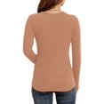 thumbnail image 2 of Women Fall Long Sleeve Stretch Slim Round Neck Ribbed Basic Top, 2 of 2