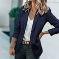 thumbnail image 3 of Yindaity Women's Solid Color Button Pocket Recreational Long Sleeve Suit Coat (Navy,3XL), 3 of 3