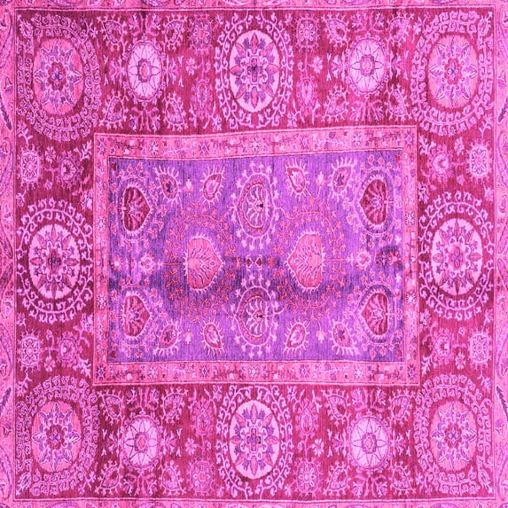 Ahgly Company Indoor Square Oriental Pink Traditional Area Rugs, 3' Square