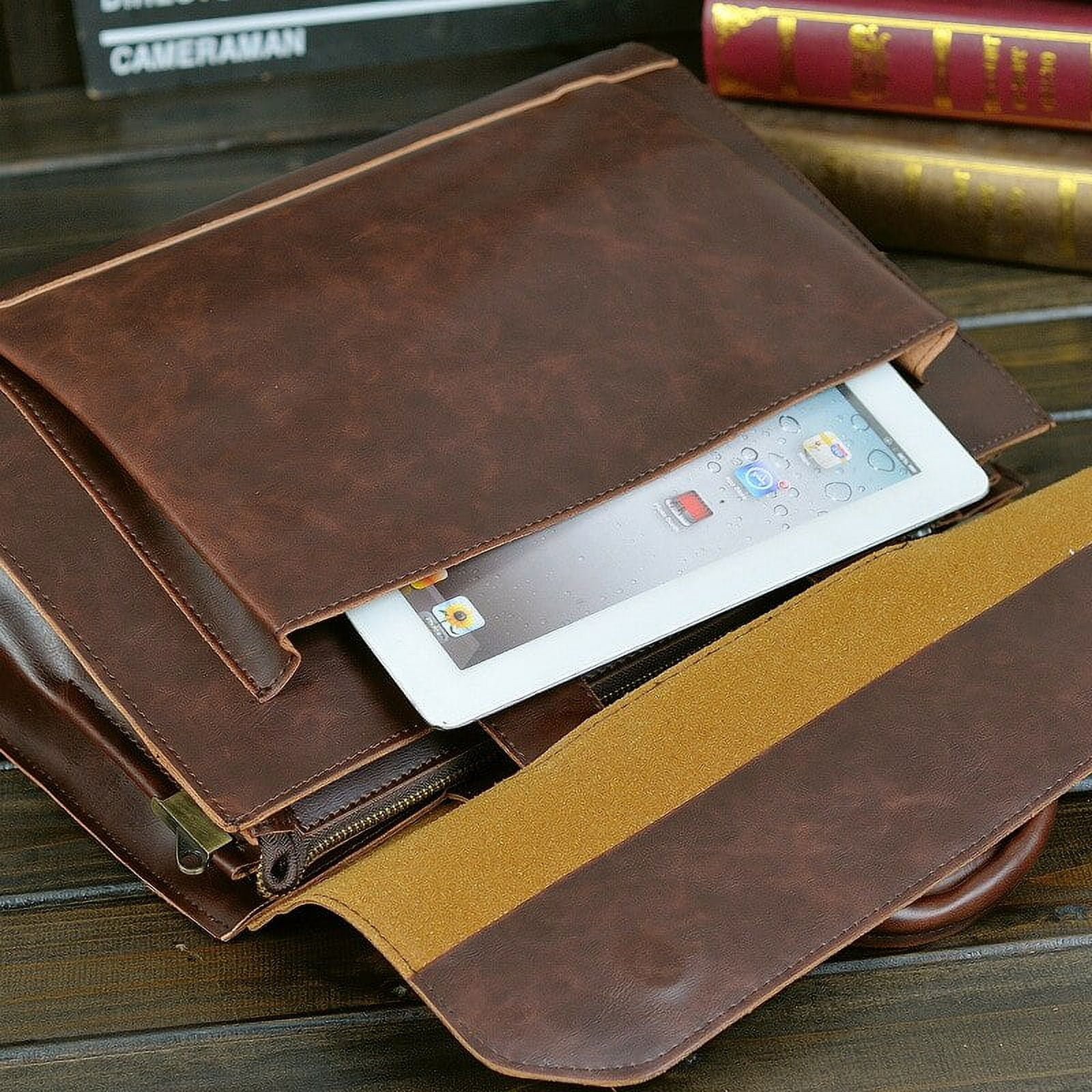 MMYGU Retro Men's Briefcase Crazy Horse Leather Laptop Handbag Business Men Messenger Bags Leather Laptop travel Bag aktentas bolsos
