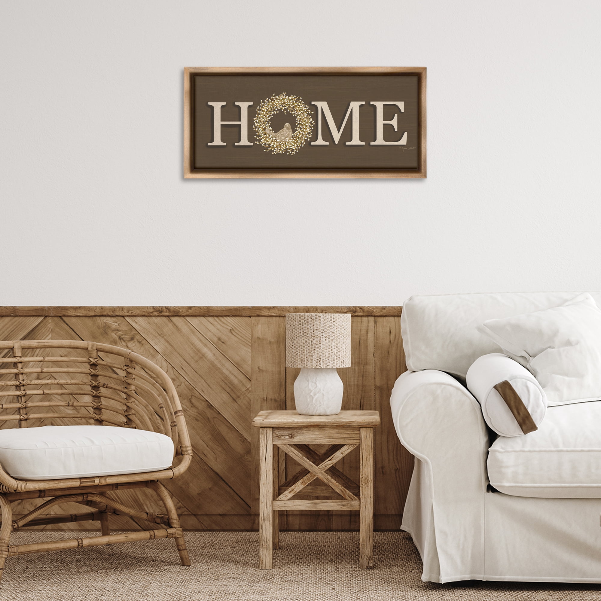 Stupell Industries Rustic Seasonal Home Typography Painting Brown Floater Framed Canvas Art Print Wall Art, 25 x 11