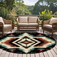 thumbnail image 4 of Round Rugs 7Ft, Boho Brown Teal Red Round Area Rug Washable Indoor Throw Carpet, Southwestern Geometric Abstract Vintage Large Non Slip Circle Rug for Dining Room Playroom Home Decor Aesthetic, 4 of 8