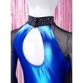 thumbnail image 6 of dPois Kids Girls Sparkly Tumbling Dance Outfit Long Sleeve Gymnastics Leotard with Metallic Shorts Blue 16, 6 of 7