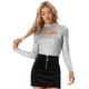 thumbnail image 1 of Camiseta de Fiesta con Purpurina para Mujer Camiseta de Cuello Alto Manga Larga Blusa Informal Plata S, 1 of 6