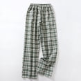 thumbnail image 6 of BRGZLK Pants Women Rawstring Pants Cotton Wide Leg Y2K Plaid Pajamas Pants Elastic High Waist Checkered Lounge Pj Pants Going Out Trousers, 6 of 7