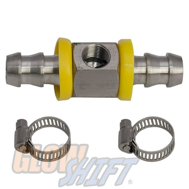 GlowShift 3/8” Fuel Line Fuel Pressure Sensor TFitting Adapter