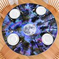 thumbnail image 2 of Vibrant Boho Floral Design Table Cover - Elastic Hem Fits 52-56 Inch Round Tables - Colorful Dining Tablecloth, 2 of 7